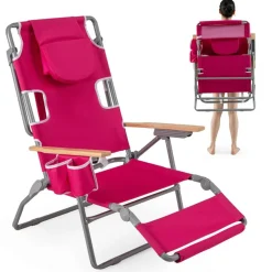 Face Down Folding Beach Chair 3 in 1 Adjustable Recliner with Face Hole