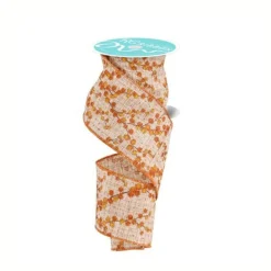 Fall Berry Branch Ribbon | 2.5"x10yd Wired Burlap Ribbon for Autumn Bows-RGF143618