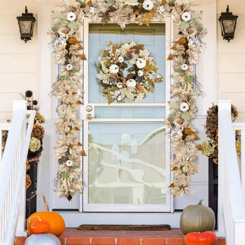 Fall Decorations for Home - 6Ft Autumn Maples Leaf Pumpkin Berry Garland