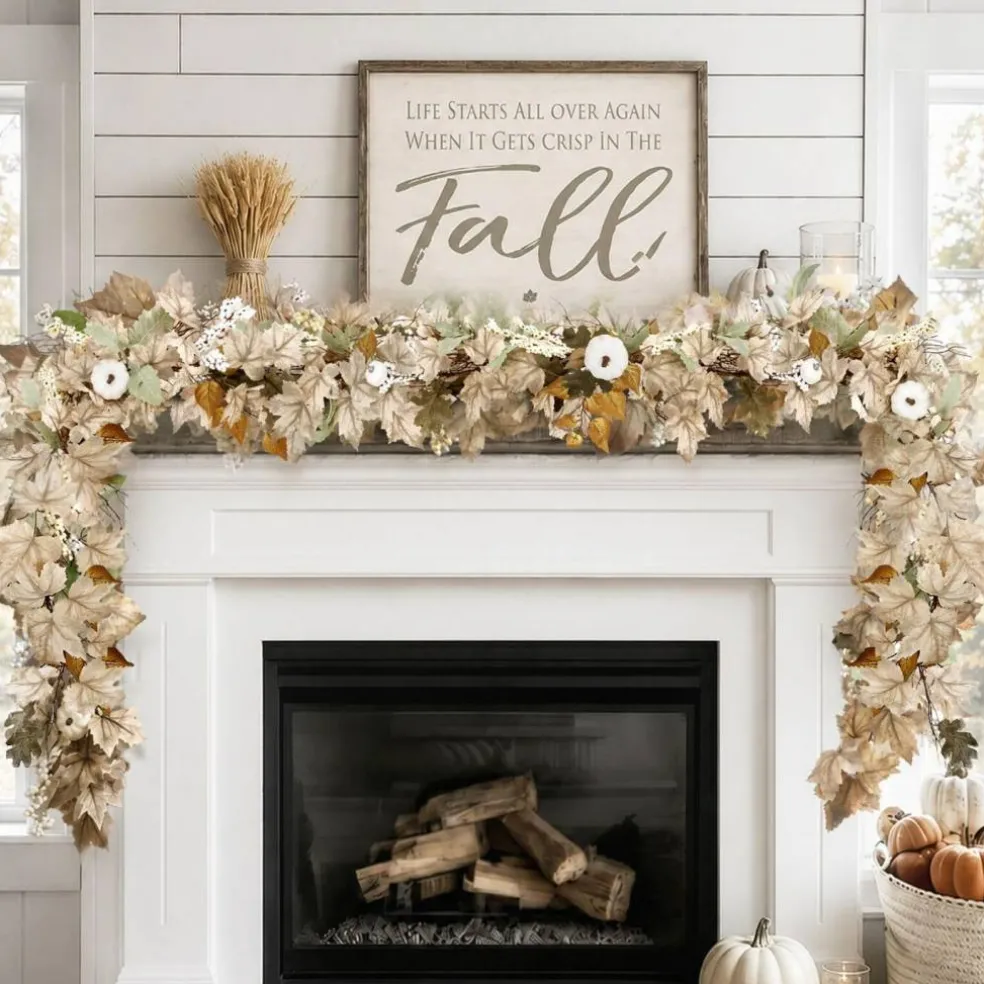 Fall Decorations for Home - 6Ft Autumn Maples Leaf Pumpkin Berry Garland