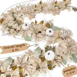 Fall Decorations for Home - 6Ft Autumn Maples Leaf Pumpkin Berry Garland