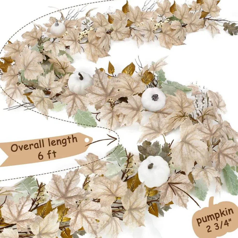 Fall Decorations for Home - 6Ft Autumn Maples Leaf Pumpkin Berry Garland