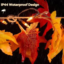 Fall Decorations for Home 9 FT Pre-lit Fall Garland with 50 LED Orange Lights, 6 Pumpkins, 8 Modes, Timer, Battery Operated Maple Leaves Garland for Fall Thanksgiving Mantel Door Fireplace Decor