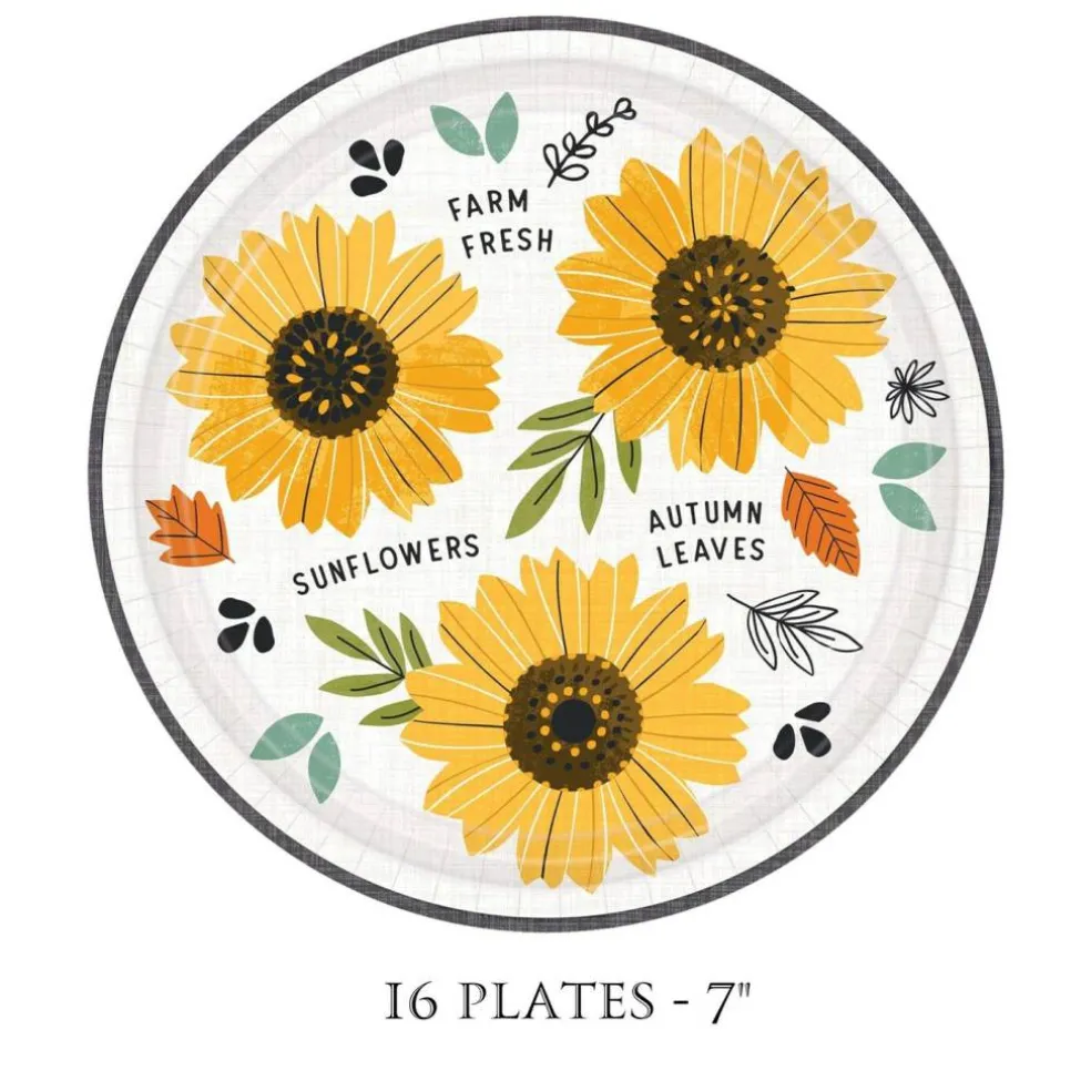 Fall Harvest Market Sunflower Autumn Party Supplies Bundle - Serves 16