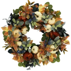 26" Fall Leaves & Blue Berries Wreath by Ashland®