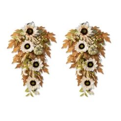Fall Neutral Sunflower Pumpkin and Leaf Garlands/Porch Trees/Teardrops Set