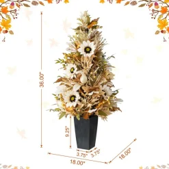 Fall Neutral Sunflower Pumpkin and Leaf Garlands/Porch Trees/Teardrops Set