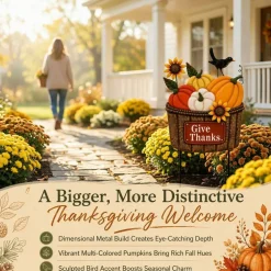 Fall Outdoor Decor Metal Pumpkin Garden Stake 28.7"