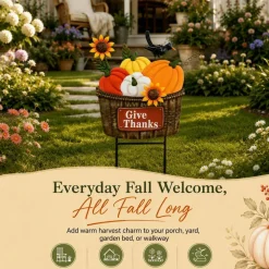 Fall Outdoor Decor Metal Pumpkin Garden Stake 28.7