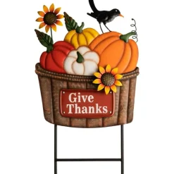Fall Outdoor Decor Metal Pumpkin Garden Stake 28.7