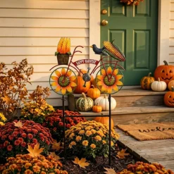 Fall Outdoor Decor Stakes Metal Sunflower Sign 24