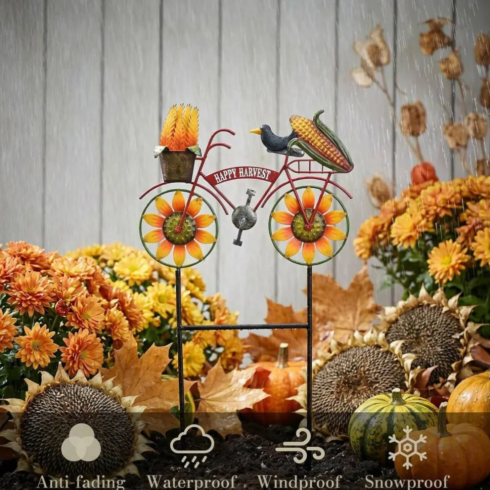 Fall Outdoor Decor Stakes Metal Sunflower Sign 24"