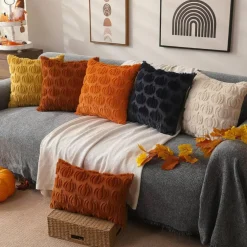 Fall Pillow Covers 18x18 2Pcs Rust Pumpkin Fall Decorations for Home