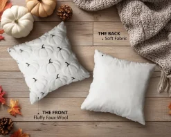 Fall Pillow Covers 18x18 Set of 2 White Pumpkin Decorations for Home