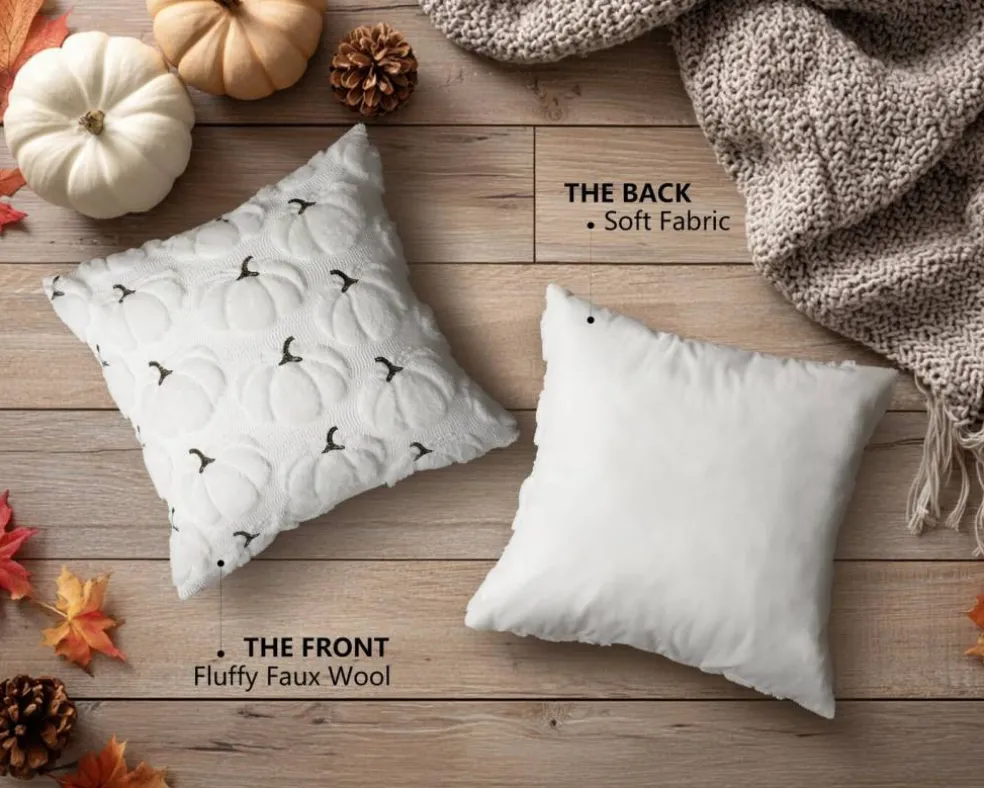 Fall Pillow Covers 18x18 Set of 2 White Pumpkin Decorations for Home