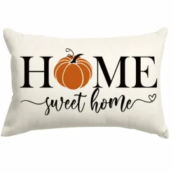 Fall Pillows Covers 12x20 Inch,Outdoor Pumpkin Thanksgiving Lumbar Beige