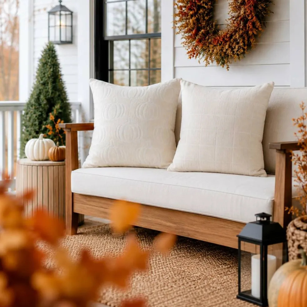 Fall Pumpkin Chenille Plaid Pillow Covers Autumn Decor 18x18
