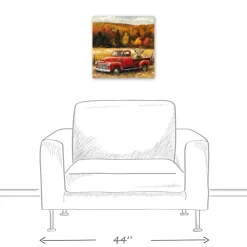 Fall Red Truck Highland 16" x 16" Canvas Wall Art