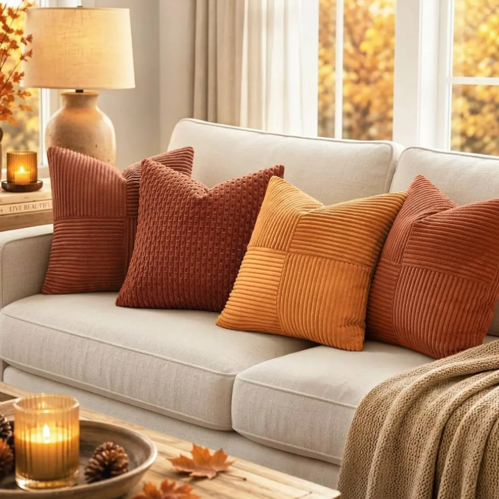 Fall Rust Boho Decorative Throw Pillow Covers for Couch 18x18 Inch