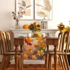 Fall Table Runner 13x72 Inch, Autumn Thanksgiving Maple Leaf Table Decor, Rustic Farmhouse Polyester Tablecloth Runner for Kitchen Dining Room Home Holiday Decoration