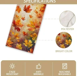 Fall Table Runner 13x72 Inch, Autumn Thanksgiving Maple Leaf Table Decor, Rustic Farmhouse Polyester Tablecloth Runner for Kitchen Dining Room Home Holiday Decoration