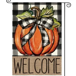 Fall Thanksgiving Pumpkin Welcome Garden Flag 12x18 Inch