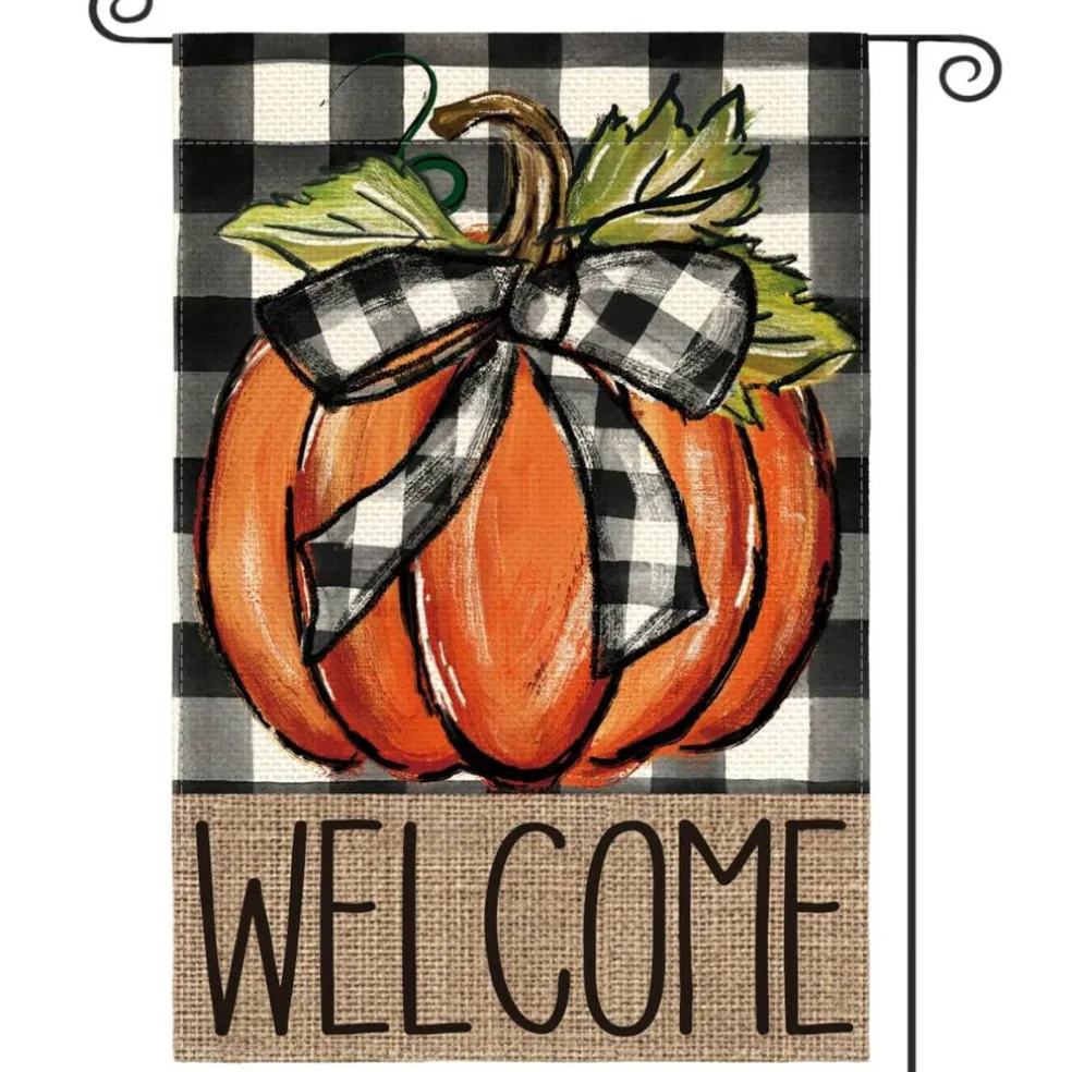 Fall Thanksgiving Pumpkin Welcome Garden Flag 12x18 Inch
