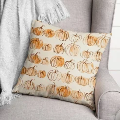 Fall Watercolor Pumpkin Throw Pillow