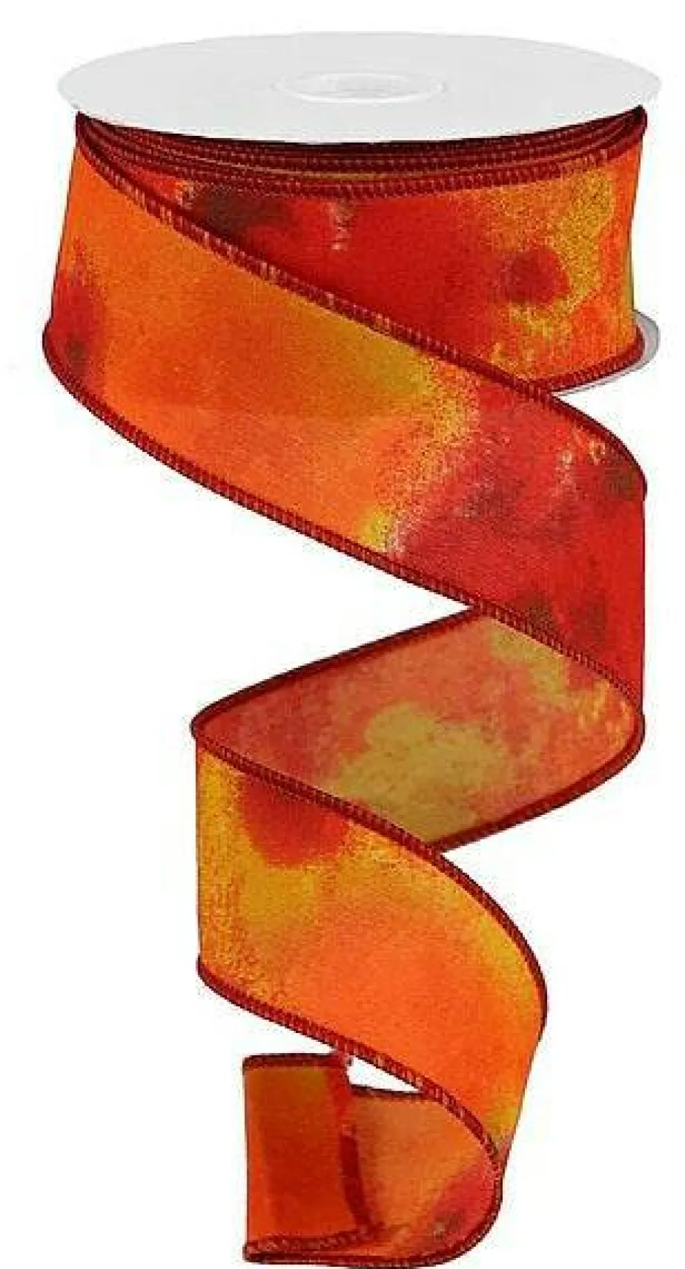 Fall Watercolor Wired Ribbon | Mustard Orange Rust Moss | 1.5" x 10yd-RGB1010T6