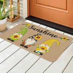 Fall Welcome Decorative Doormat 27.5 x 16.5 Gnome Welcome Mats Sunflower Non Slip Gnome Fall Door Mat Autumn Harvest Thanksgiving Floor Washable Entry Mat for Seasonal Home Decoration