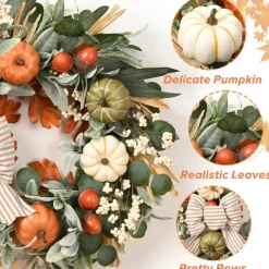 22'' Fall Wreaths for Front Door, Fall Decorations for Home Autumn Wreath