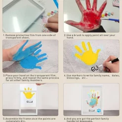 Family Handprint Kit - DIY Craft Keepsake Frame with Clear Boards, Family Memory Gift for New Families & Pets (White)