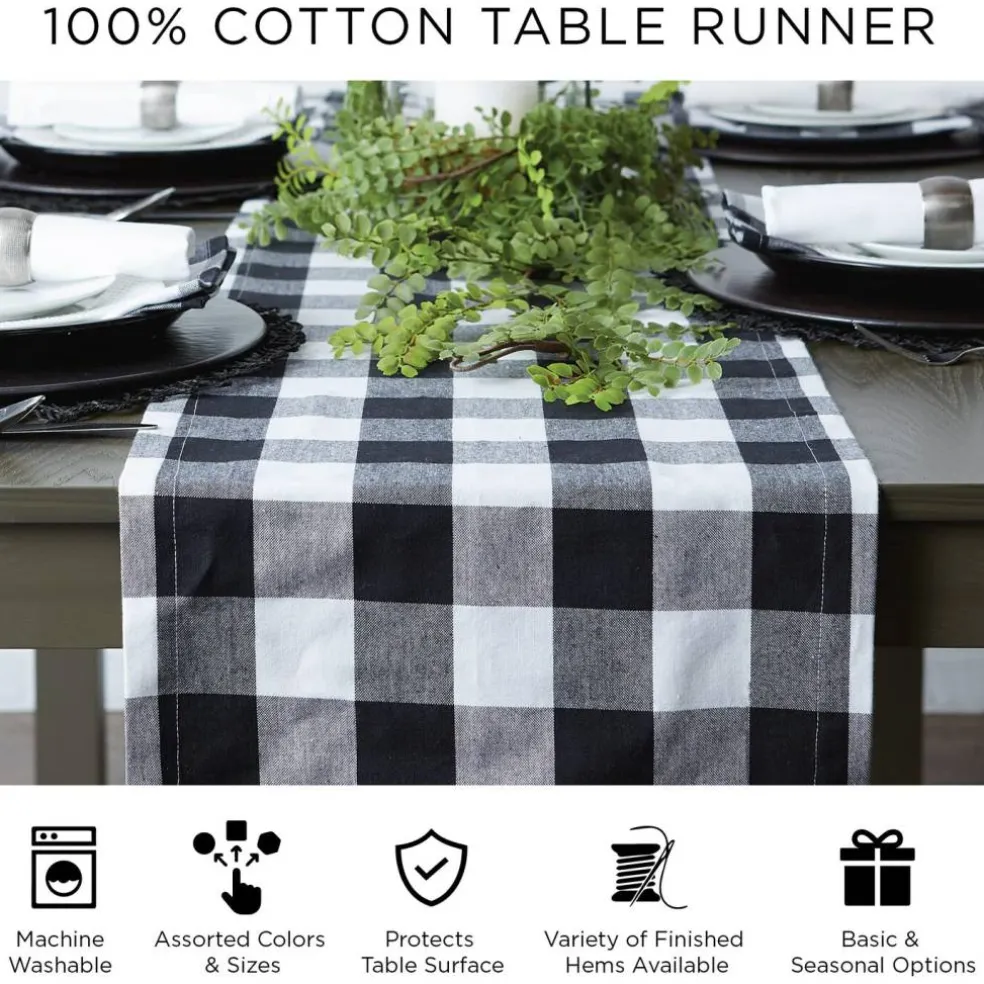 Farmhouse Braided Stripe Table Runner Collection, 15x72 (15x77, Fringe Included), Stone