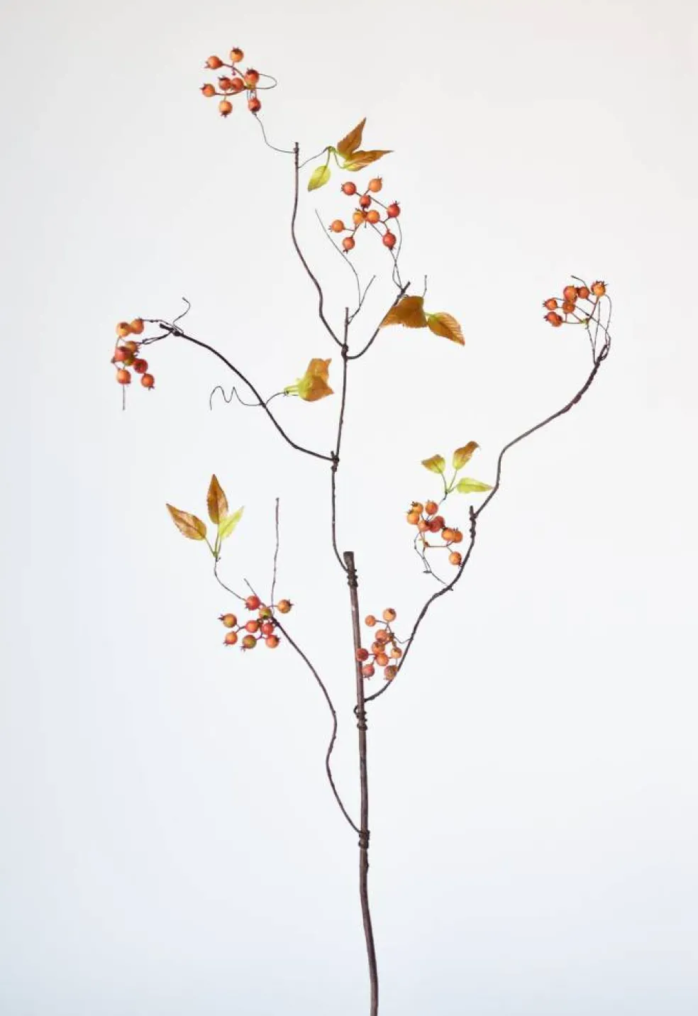 38" Faux Orange Berry Branch Stem