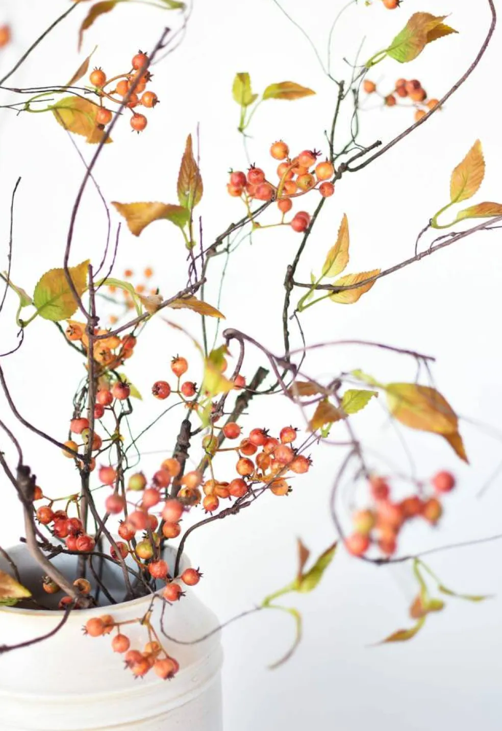 38" Faux Orange Berry Branch Stem