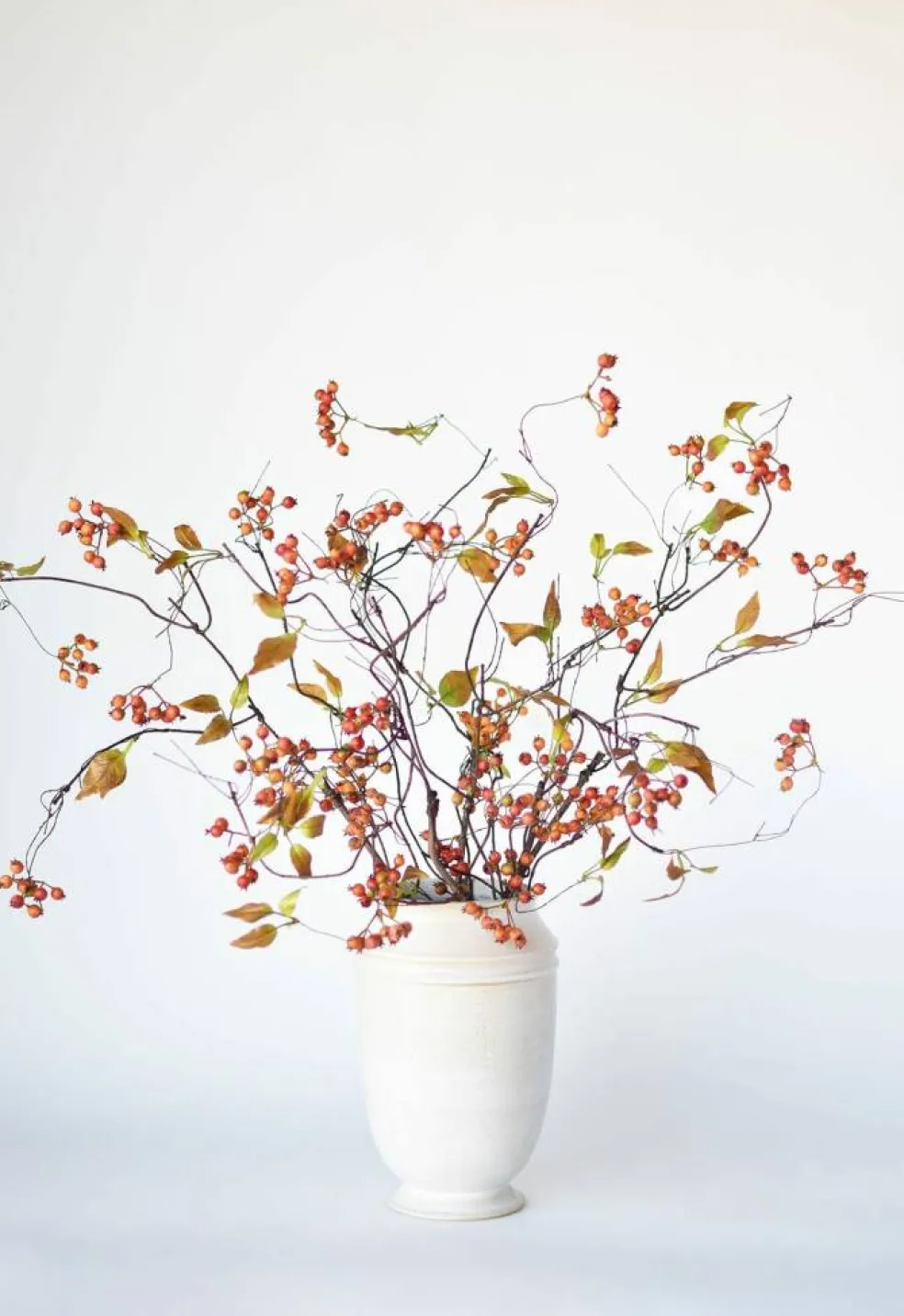 38" Faux Orange Berry Branch Stem