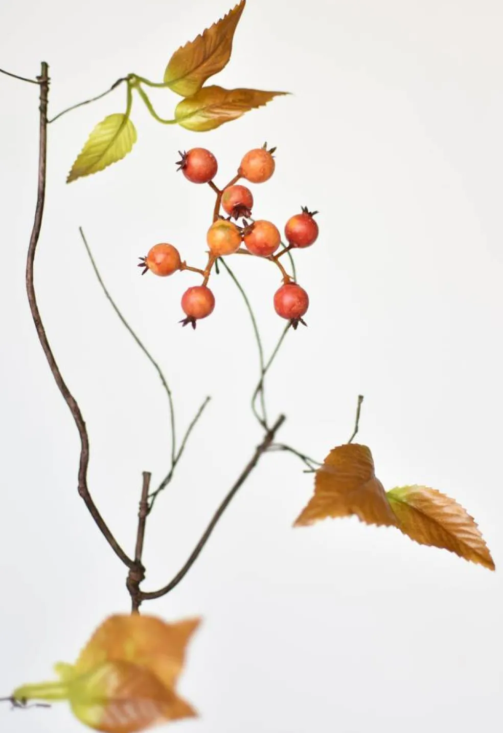 38" Faux Orange Berry Branch Stem