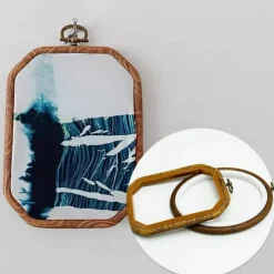Faux Wood Embroidery Hoop Set – 4 Sizes with Including 16 Gold Needles