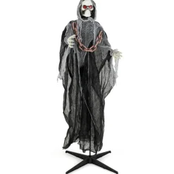 6.4 Feet Halloween Standing Grim Reaper with Lighted Eyes and Terrifying Sounds