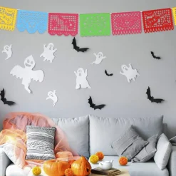 18 Feet Mexican Party Banners 40 Pieces Marigold Flowers (Orange, Yellow, Colorful)