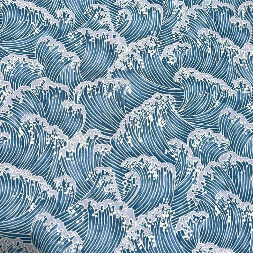 Feldman Blue Asian Wave Cotton Fabric