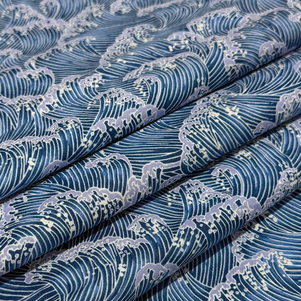 Feldman Blue Asian Wave Cotton Fabric