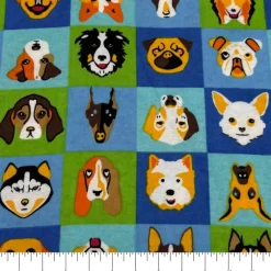 Feldman Blue Dog Grid Cotton Flannel