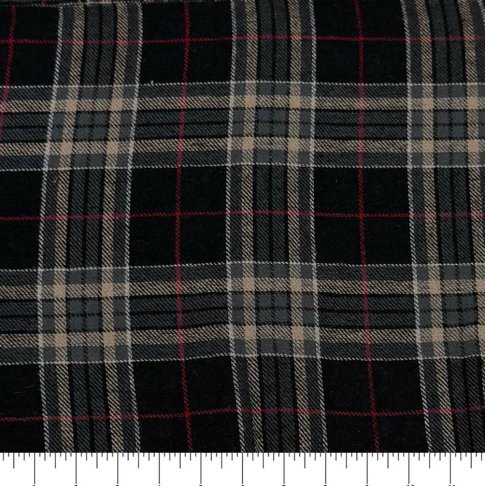 Feldman Edward Black Plaid Yarn-Dyed Cotton Flannel Fabric
