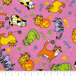 Feldman Pink Cats Cotton Flannel