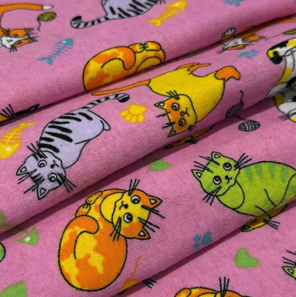 Feldman Pink Cats Cotton Flannel