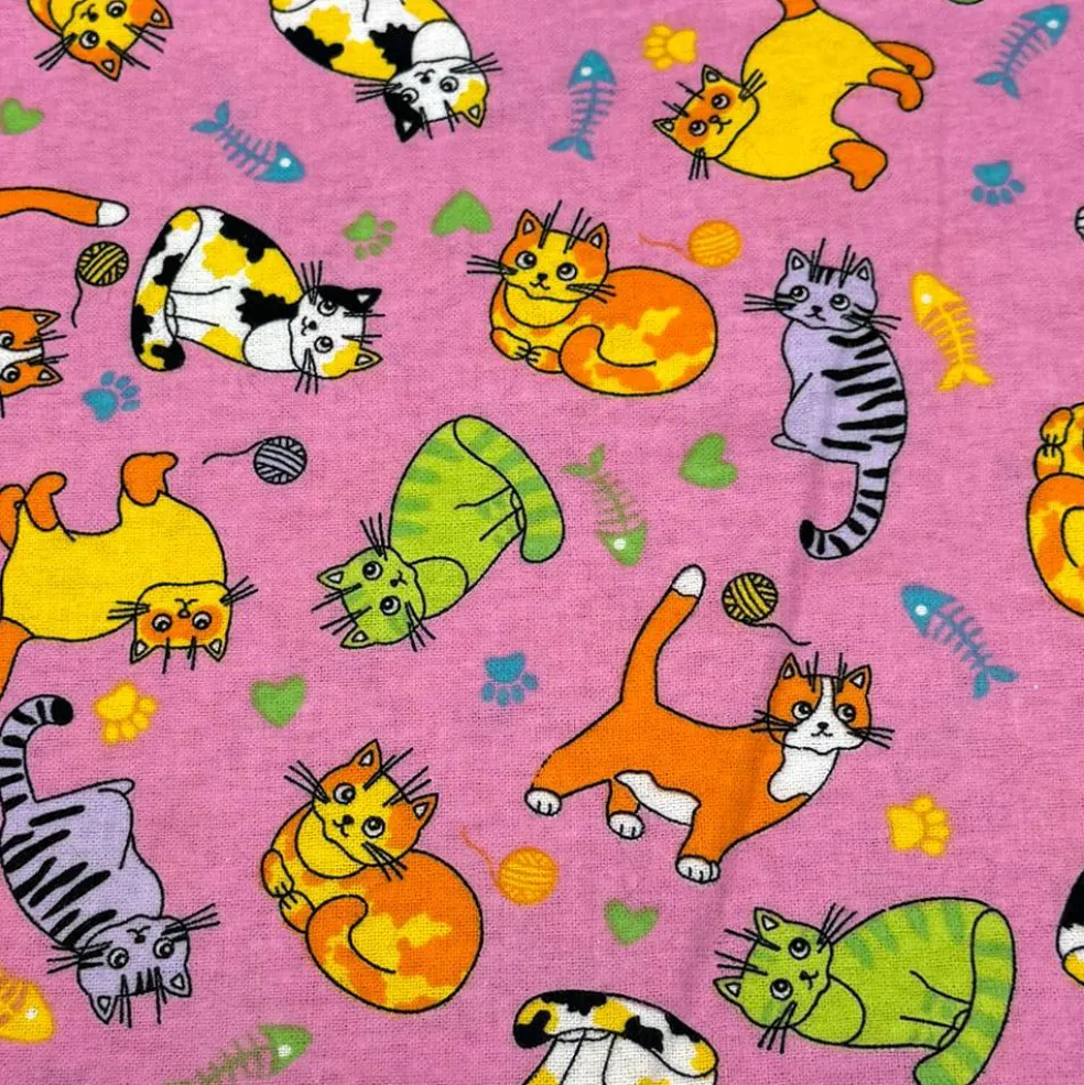 Feldman Pink Cats Cotton Flannel