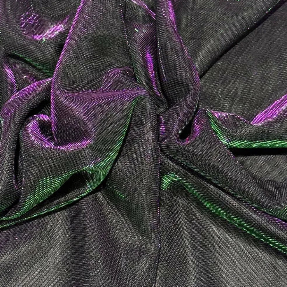 Feldman Purple & Green Metallic Knit Fabric