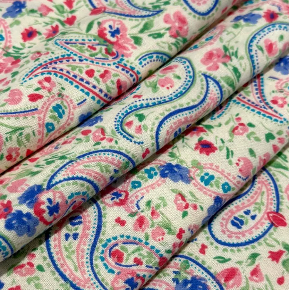 Feldman White Paisley Cotton Flannel