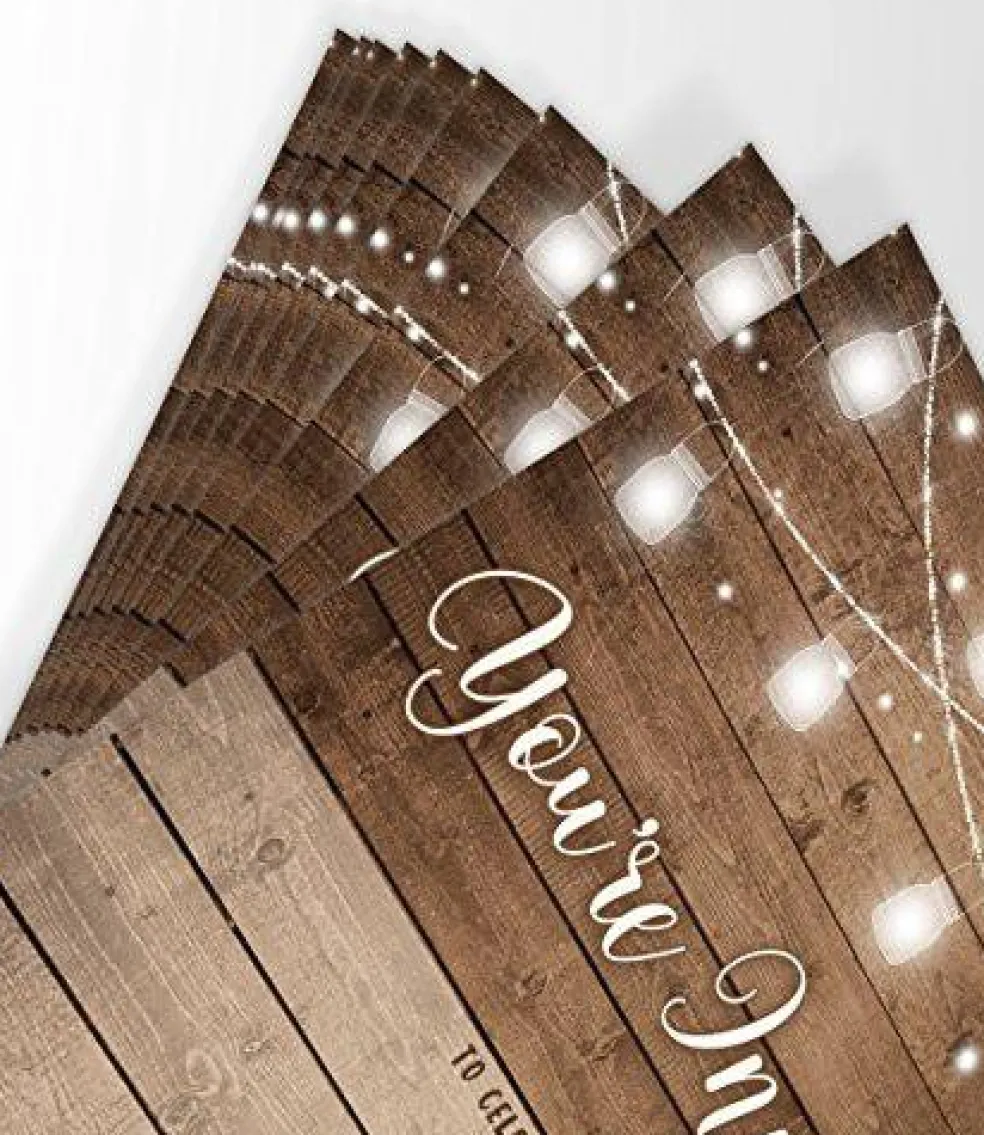 Fill-in Invitations and Envelopes, Rustic, Set of 25